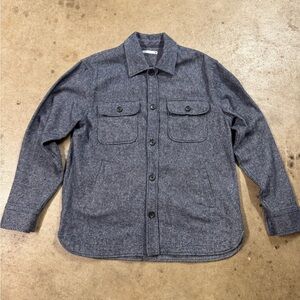 Zara Cotton Poly Blend CPO Shacket Shirt Jacket Size L Navy Blue